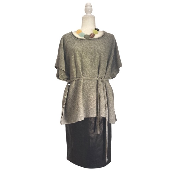 Portolano Wool Cashmere Sweater Top With Waist Tie - Picture 8 of 8